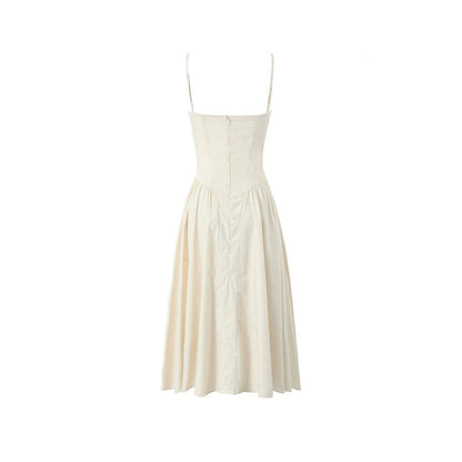 Ruched French Retro Square Collar Three-Dimensional Steel Ring Suspender Skirt