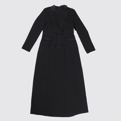 Women Blazer Dress Double Breasted Notched Long Sleeve Maxi Blazer Dress