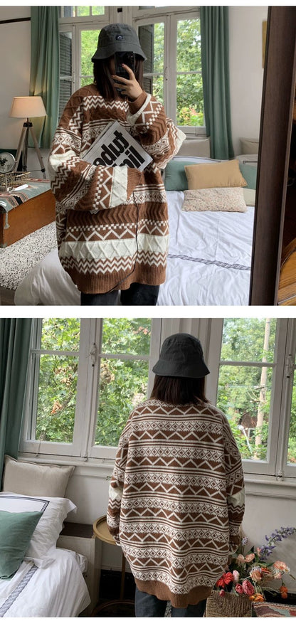 Unisex Retro Thickened Vintage Christmas Sweater Couple Matching Winter Clothes Ugly Sweater