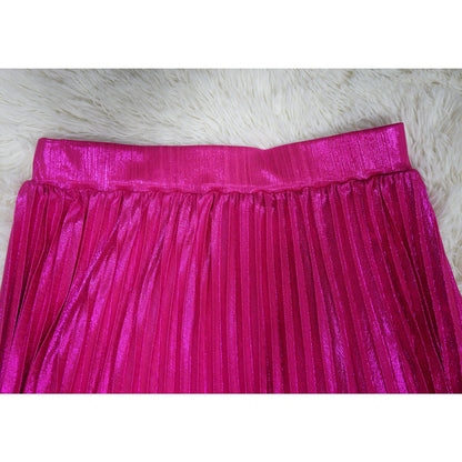 High Side Split Big Swing Pleated Floor Length Skirt High Waist Maxi Skirts