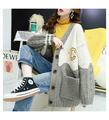 Women's Spring Jacket Mid Length Long Length Cardigan Knitted Coat