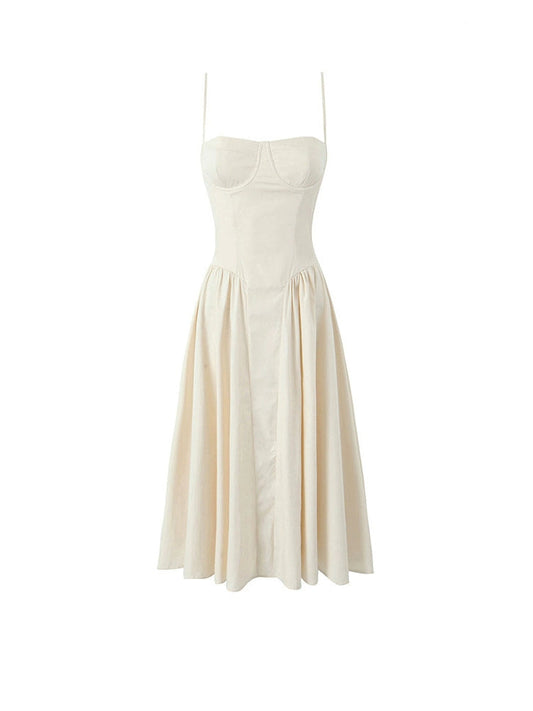 Ruched French Retro Square Collar Three-Dimensional Steel Ring Suspender Skirt