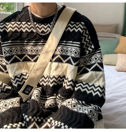 Unisex Retro Thickened Vintage Christmas Sweater Couple Matching Winter Clothes Ugly Sweater