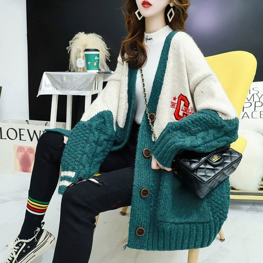 Women's Spring Jacket Mid Length Long Length Cardigan Knitted Coat