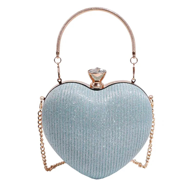 Gold Bright Silk Circular Evening Bag Women Banquet Clutch Rhinestone Chain Shoulder Bags