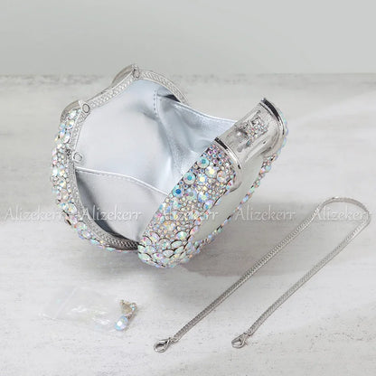 Oval Shaped Crystal Evening Bag Women Boutique Gorgeous Classy Diamond Clutch Purses And Handbags Bridal Wedding Party