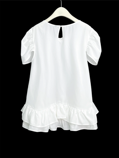 Plus size women's Blouse spring & summer simple fairy style puff sleeves top