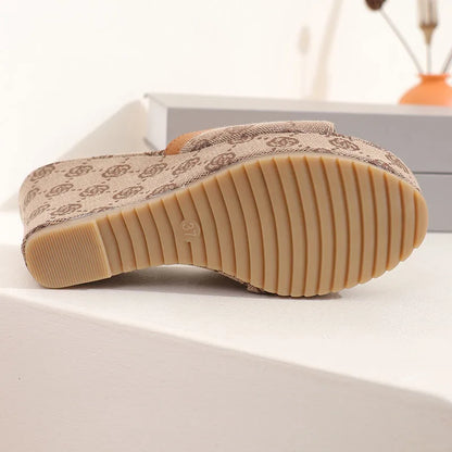 Design Wedge Heel Sandals Women Summer Chunky Platform Mule Wedge Slippers