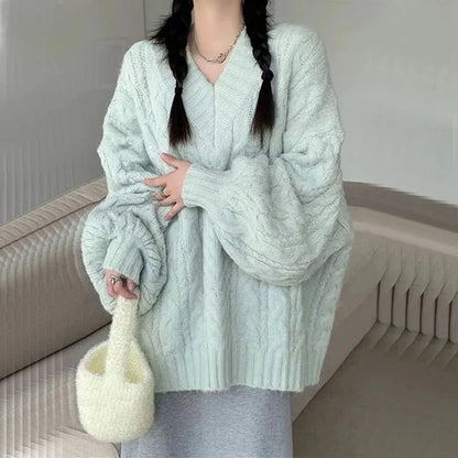 Oversized Knitted Long Sleeve Pullover for Women