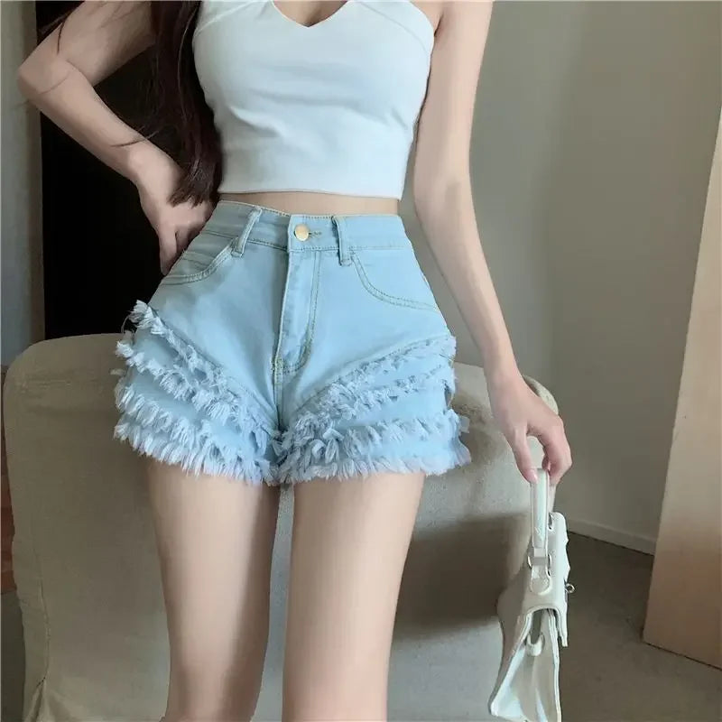Female Short High Waist Denim Shorts Classic Y2k for Summer