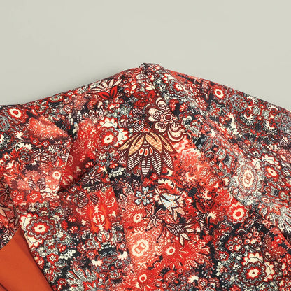High-end Women's Blazer Dress Cuffs Adorned with Feather Print Dress