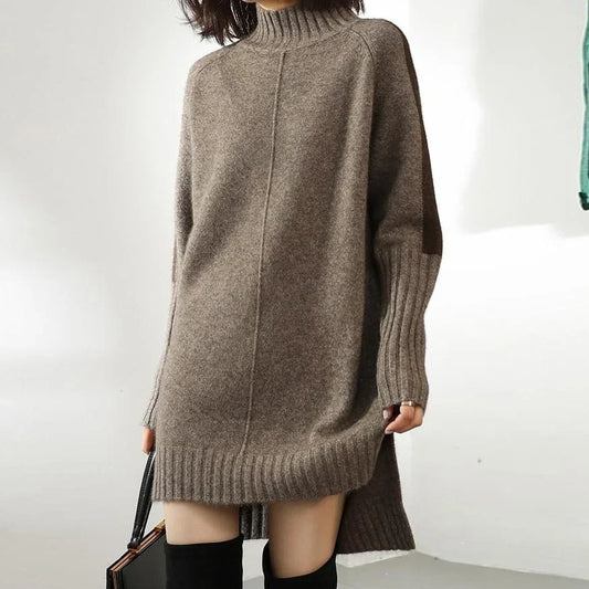 Turtleneck Knitted Sweater Women Pullovers Thick Jumpers Wool Knit Crochet Y2k Sweater