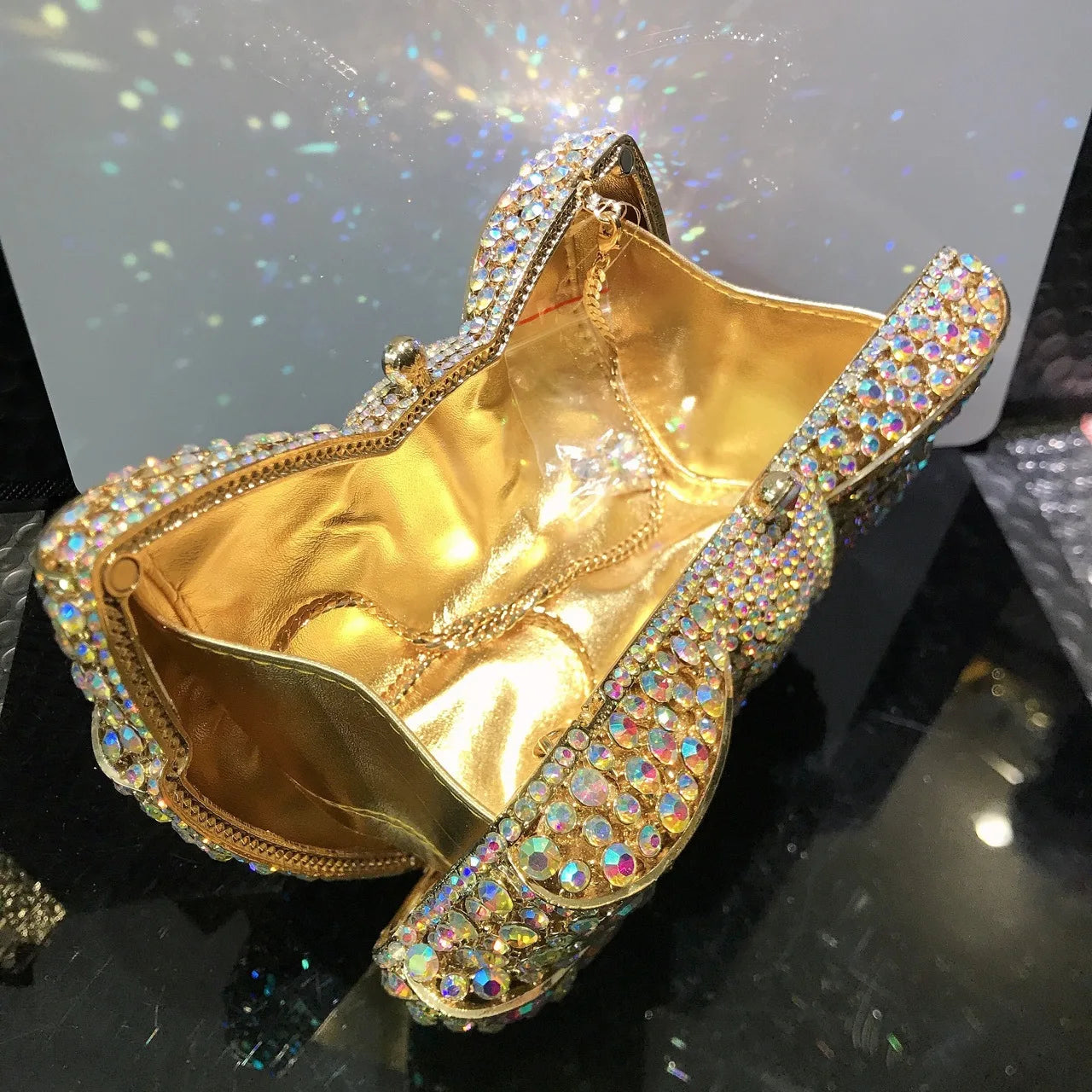 Rhinestone Green/Black Clutch Purse Bow Luxury Diamond Evening Clutches Wedding Bridal Bag