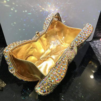 Rhinestone Green/Black Clutch Purse Bow Luxury Diamond Evening Clutches Wedding Bridal Bag