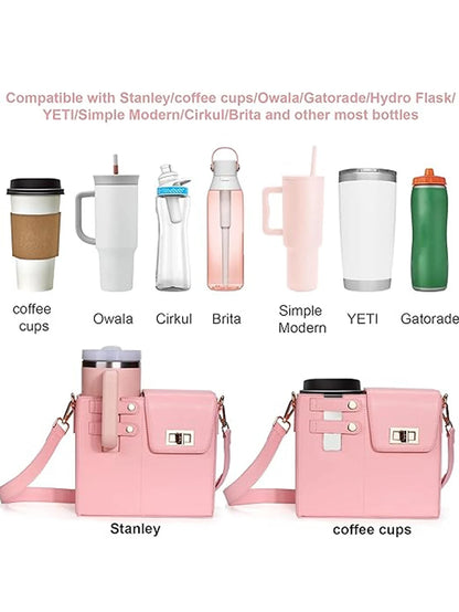 Outdoor portable crossbody water bottle storage bag single shoulder solid color