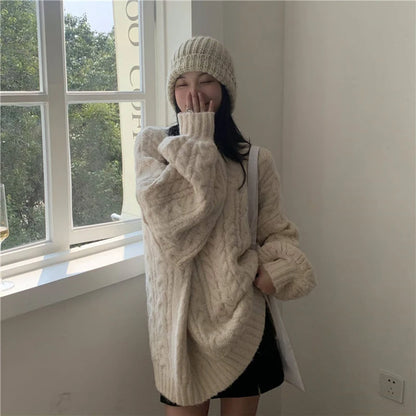 Harajuku Women Sweater Cute Oversized Knitted Pullover V Neck Sweater