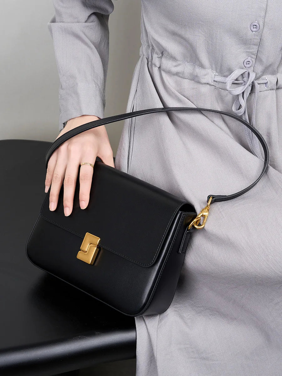Genuine Leather Women Crossbody Bag Luxury Design Small Square Bag Cowhide Women's Bag