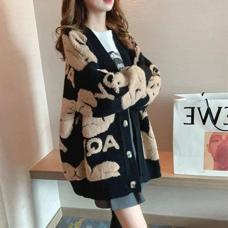 Cardigan Women New Fashion Casual Sweater Jacket Loose Knitting Warm Cardigan