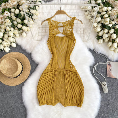 Sleeveless Jumpsuit Women Hollow Out O Neck Elegant Stretch Transparent Ladies Casual Summer Slim Rompers