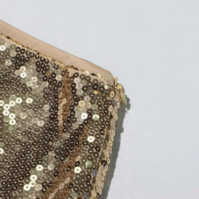 Solid Patchwork Sequins Chic Skirts For Women High Waist Zipper A Line Skirts