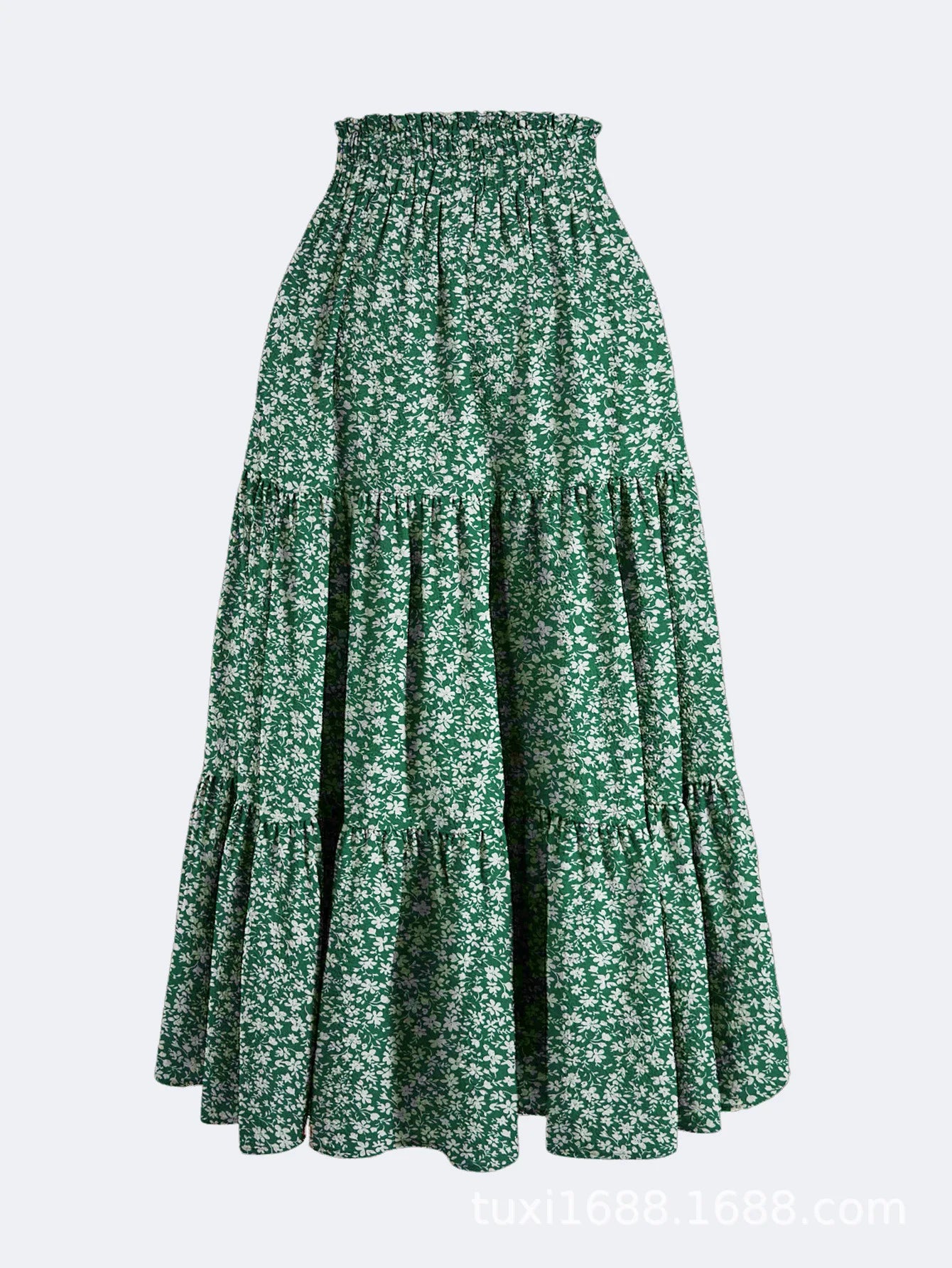 Women's Patchwork Solid Color Loose Skirt; Commuting Casual Cake Skirt; Elastic Waist Elegant Skirt