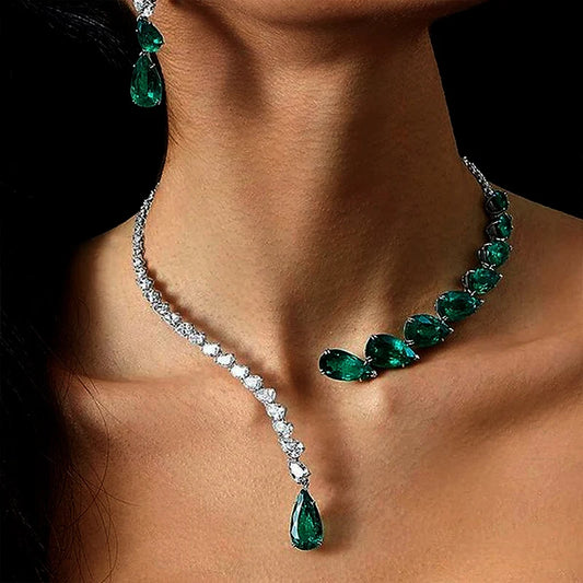 Vintage Open Rhinestones Collar Water Droplets Pendant Necklace