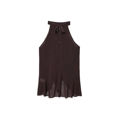 Summer Top Women Halter Blouse Ruffles Thin Causal Chic Tops