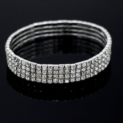 Rhinestone Multi-layer Crystal Elastic Chain Tennis Anklet For Women