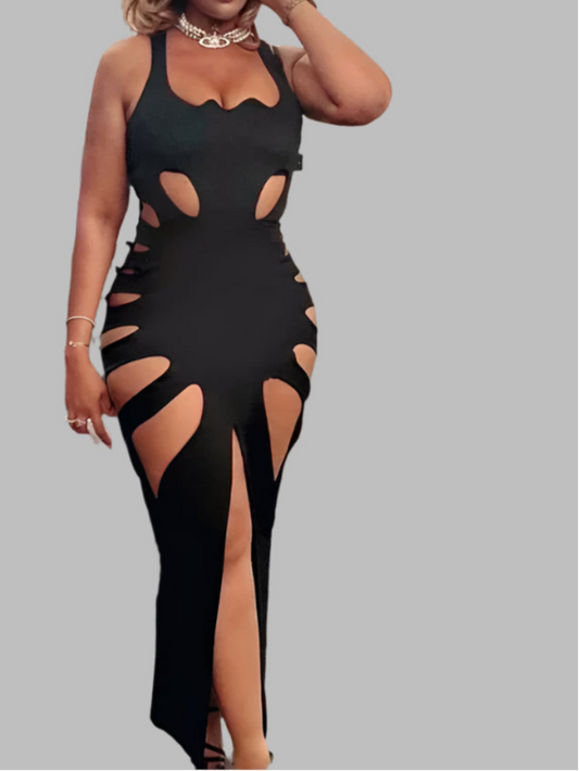 Sexy Dress Women Summer New Sleeveless Split Solid Skinny Stretch Maxi Bodycon Clubwear Vacation Outfits