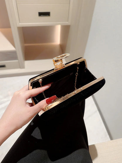 Velvet Box Dinner Bag Sparkly Rhinestone Decoration Banquet Bag Clutch Evening Bag Dress Purse