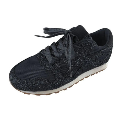 Women Flat Sneakers Casual Bling Vulcanized Shoes Women Mesh Lace Up Shoes