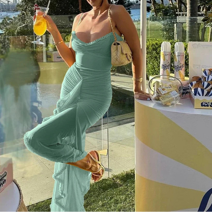 Bridesmaid Mesh Party Dress Spaghetti Strap Bodycon Dress Cocktail Dress Birthday Dress