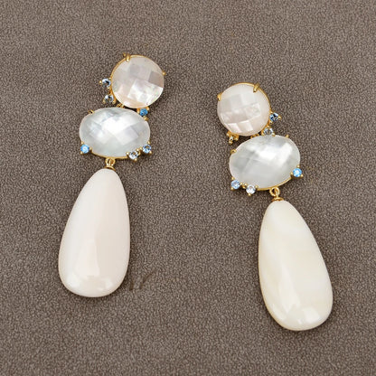 Natural White Sea Shell Pearl Stud Earrings Dangle Earring Handmade Gift Earring For Women
