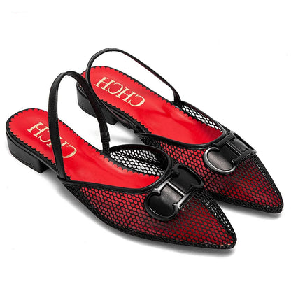 Women's Flat Shoes Mesh Hollow Sandals Black Women's Shoes Mesh Sandals