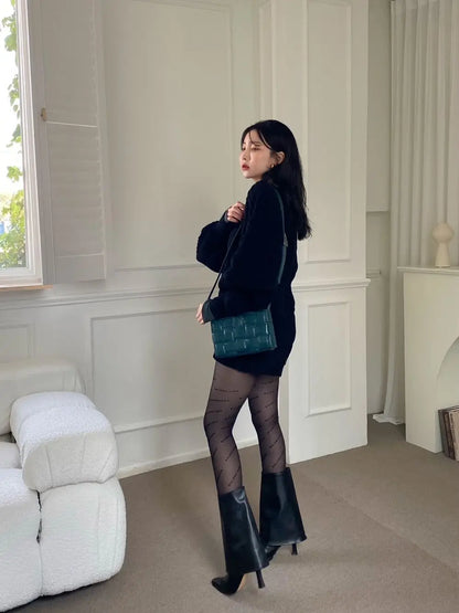 Chic Fried Dough Twists Pattern Pullover Loose Lantern Sleeve Knit Sweater