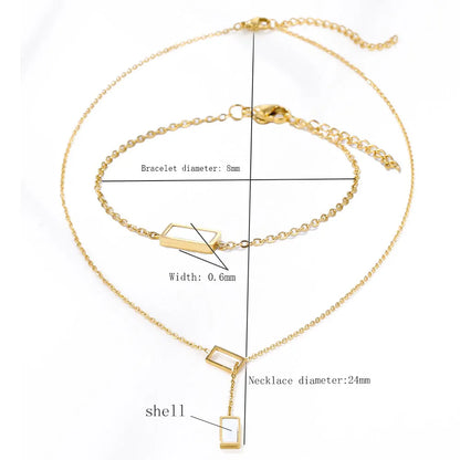 Stainless Steel Necklaces set Light Luxury Elegant Delicate Geometry Pendant Charm Chain Necklace For Women