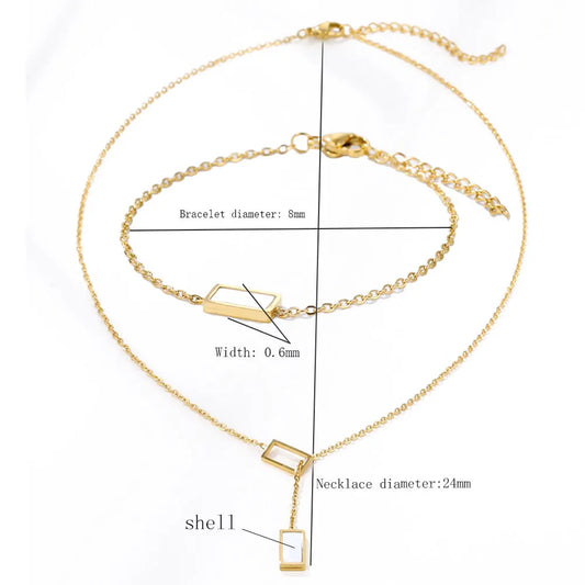 Stainless Steel Necklaces set Light Luxury Elegant Delicate Geometry Pendant Charm Chain Necklace For Women