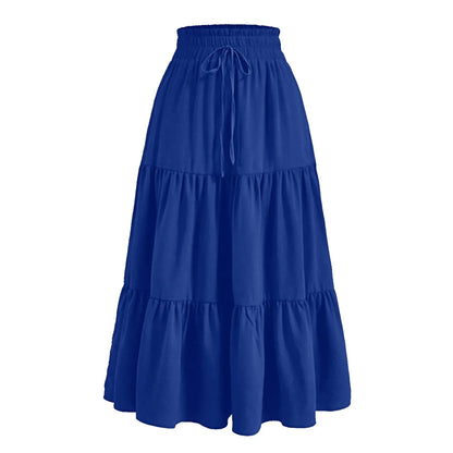 Women'S Boho Vintage Floral Print Maxi Skirt Elastic High Waist Pleated Flowy A Line Long Skirts