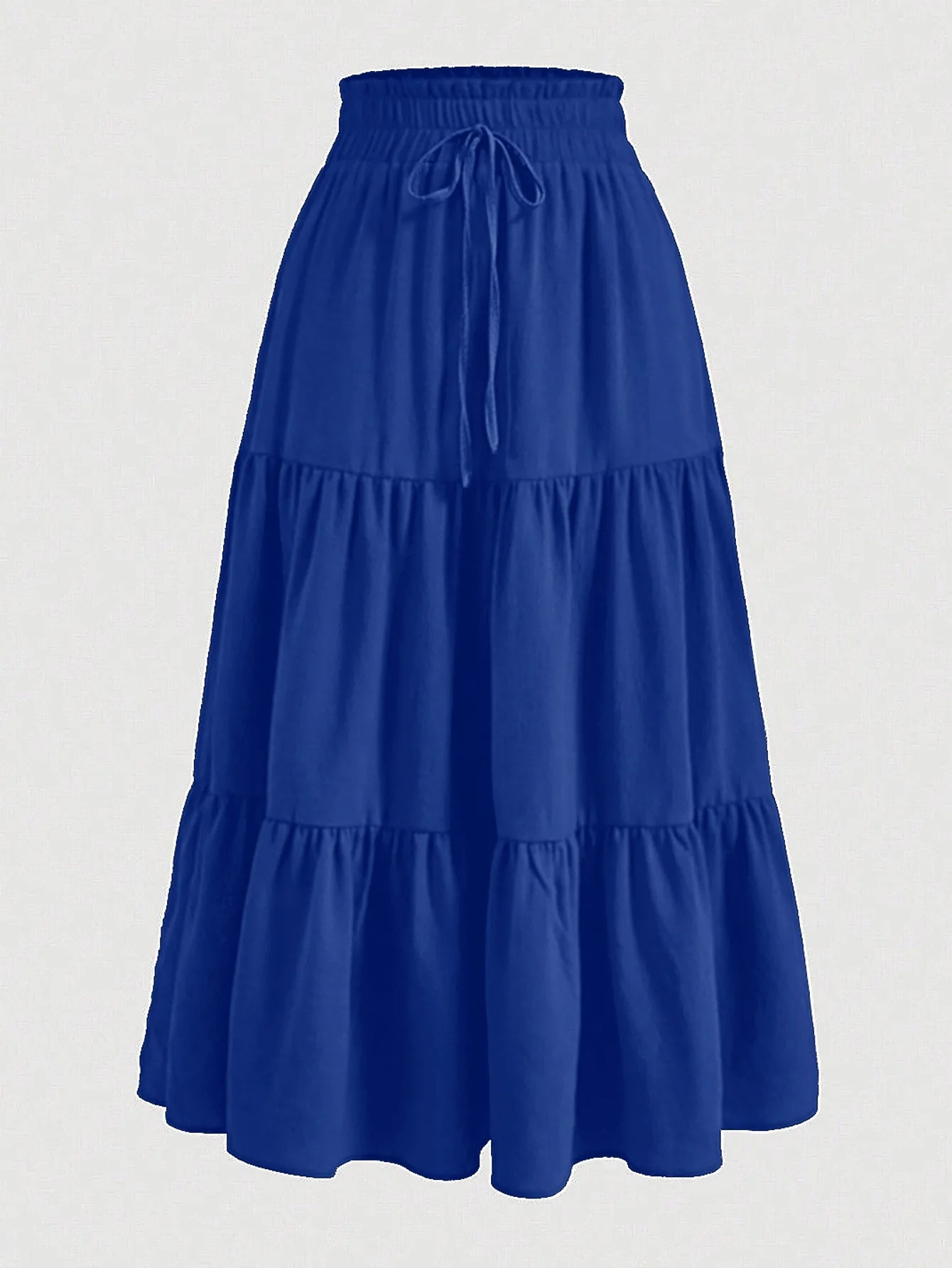 Women's Patchwork Solid Color Loose Skirt; Commuting Casual Cake Skirt; Elastic Waist Elegant Skirt