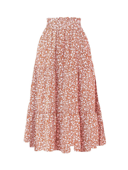 Women's Patchwork Solid Color Loose Skirt; Commuting Casual Cake Skirt; Elastic Waist Elegant Skirt