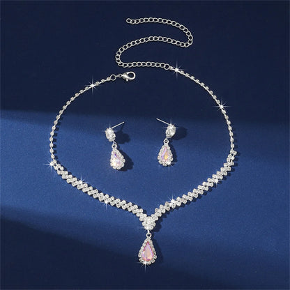 V-shaped Luxurious Necklace Inlaid Rhinestone Jewelry Sets for Women