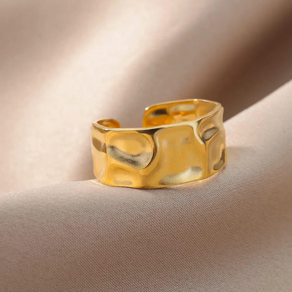 Stainless Steel Irregular Geometric Open Rings For Women Gold Color