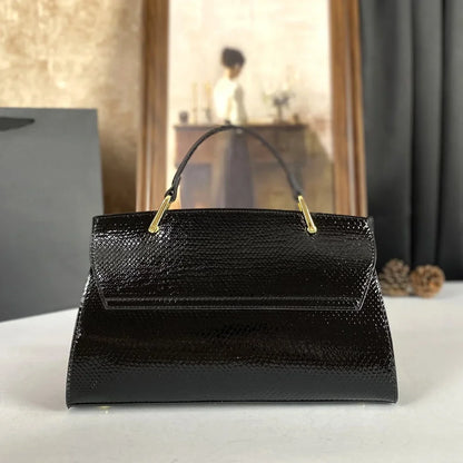 High End Women's Black Bag, Large Capacity Hand-Held Crossbody Bag