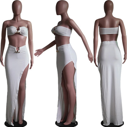 European and American women's casual fashion sexy irregular skirt suit beach dress Resort Wear