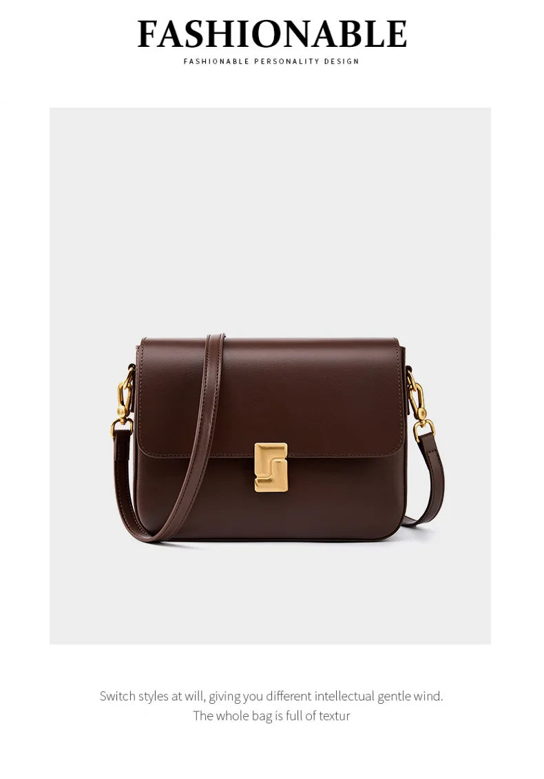 Genuine Leather Women Crossbody Bag Luxury Design Small Square Bag Cowhide Women's Bag