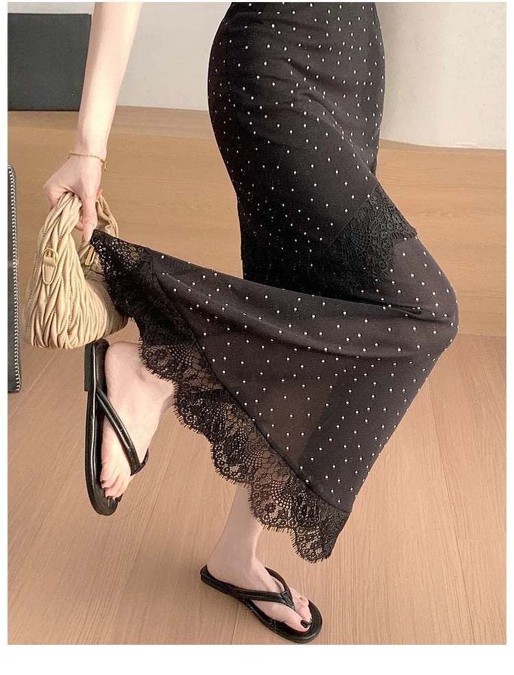 Polka Dot Lace Skirt Printed Women's Wrap Skirts for Women