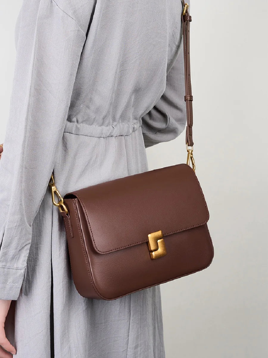 Genuine Leather Women Crossbody Bag Luxury Design Small Square Bag Cowhide Women's Bag