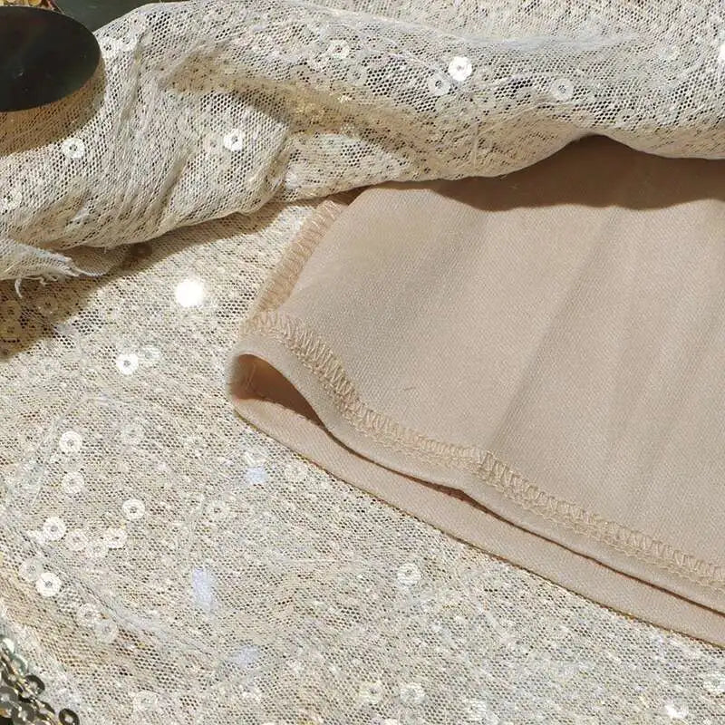 Solid Patchwork Sequins Chic Skirts For Women High Waist Zipper A Line Skirts