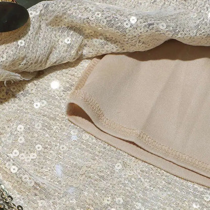Solid Patchwork Sequins Chic Skirts For Women High Waist Zipper A Line Skirts