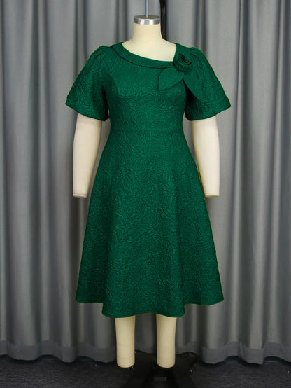 Women Plus Size Jacquard Dress A-Line Party Banquet Dress Cocktail Dress